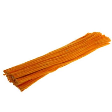 Chenilles couleur ORANGE 6mm - 100 / pqt 