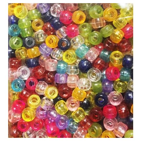 Perles de plastique Pony Translucide, couleurs assorties 9mm 1000 / pqt