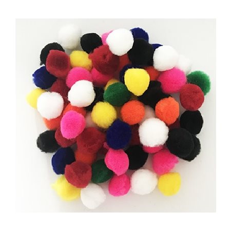 Pompons couleurs Régulières assorties 1 / 2" (13mm) 100 / pqt