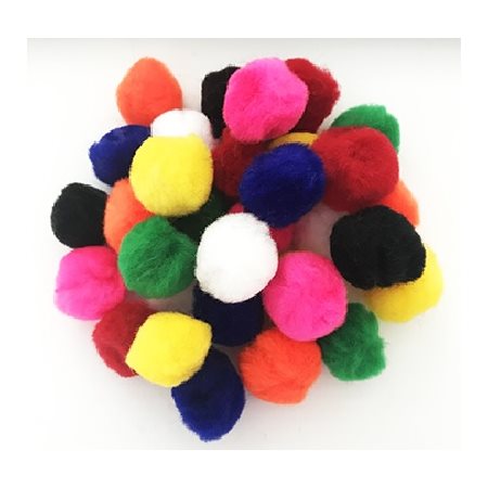 Pompons couleurs Régulières assorties 1.5" (38mm) 50 / pqt