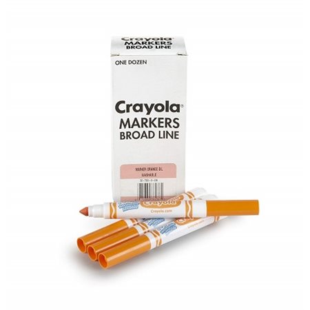 Marqueurs ORANGE lavables Crayola, conique large - 12 / Bte