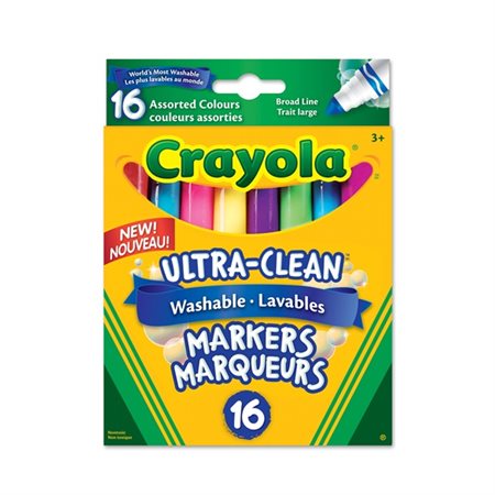 Marqueurs couleurs Assorties lavables Crayola, conique large - 16 / Bte