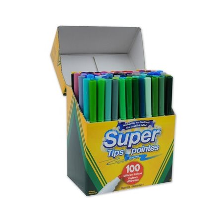 Marqueurs pointes fines Super Pointe lavables Crayola, traits fins - 100 / Bte