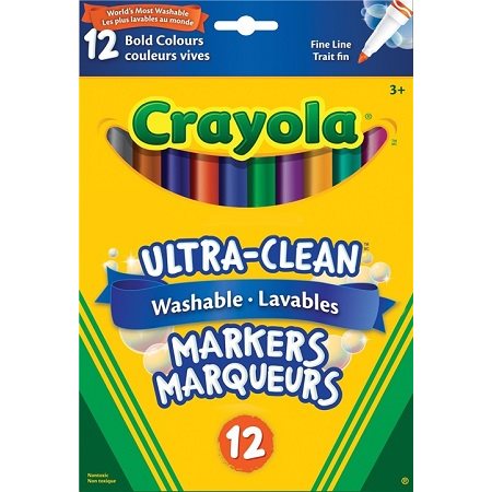 Marqueurs pointes fines Intenses lavables Crayola, traits fins - 12 / Bte