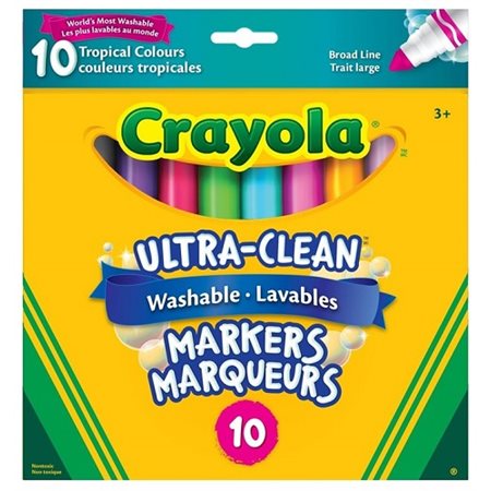 Marqueurs Tropicals lavables Crayola, conique large - 10 / Bte