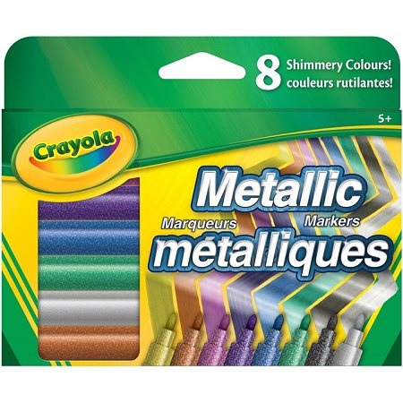 Marqueurs Métalliques lavables Crayola, pointes fines - 8 / Bte