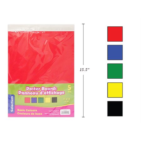 Carton Bristol 11X14" COULEURS PRIMAIRES :: (5 / Pqt)