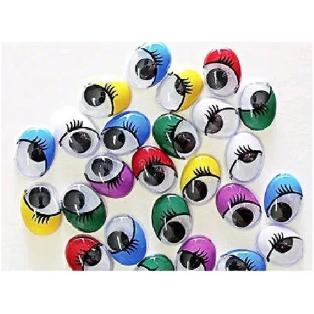 Yeux mobiles Ovales couleurs et grandeur assorties - 100 / Pqt